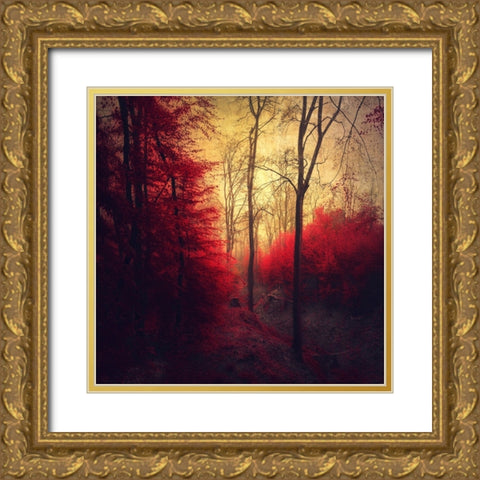 Ruby Red Forest Gold Ornate Wood Framed Art Print with Double Matting by Wustenhagen, Dirk