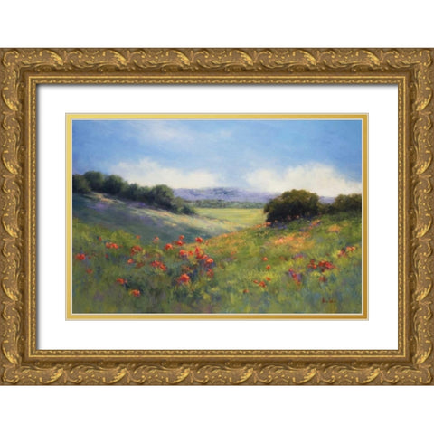 Poppies with a View Gold Ornate Wood Framed Art Print with Double Matting by Weil, Alice