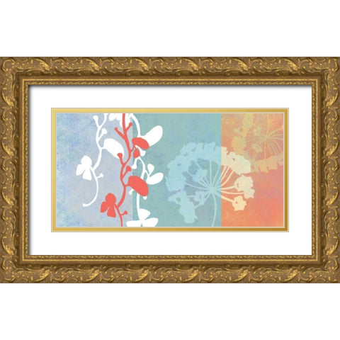 Coral Flowers Gold Ornate Wood Framed Art Print with Double Matting by Weiss, Jan