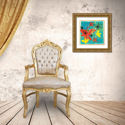 Pop Goes Space One Gold Ornate Wood Framed Art Print with Double Matting by Weiss, Jan