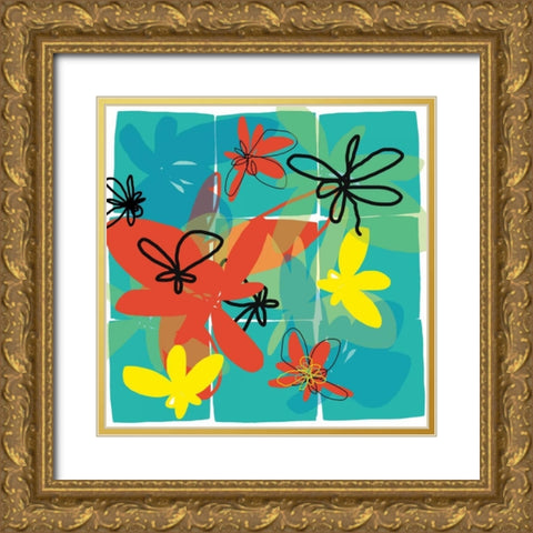 Pop Goes Space One Gold Ornate Wood Framed Art Print with Double Matting by Weiss, Jan