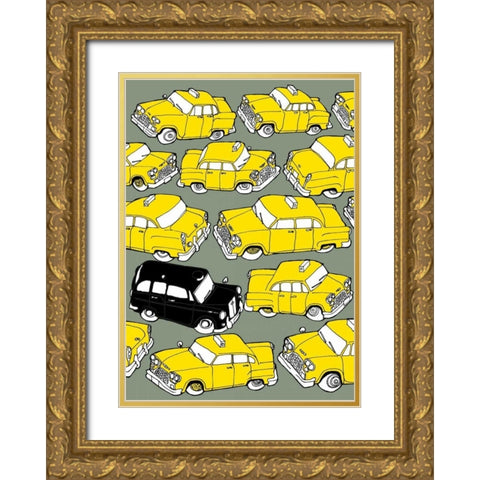 Odd Ones - Black Cab Gold Ornate Wood Framed Art Print with Double Matting by Wilson, Duncan