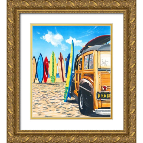 Beach Cruiser Kids Gold Ornate Wood Framed Art Print with Double Matting by Westmoreland, Scott