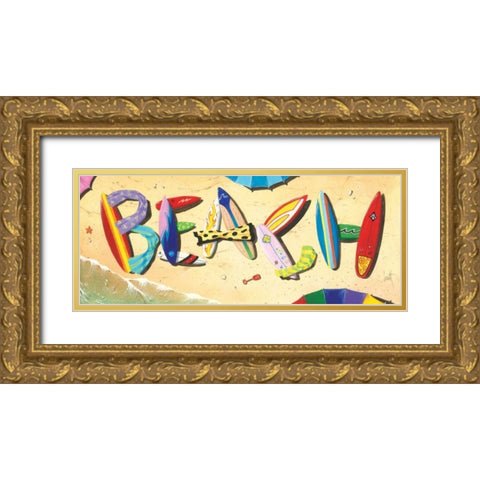 Beach in Boards Gold Ornate Wood Framed Art Print with Double Matting by Westmoreland, Scott