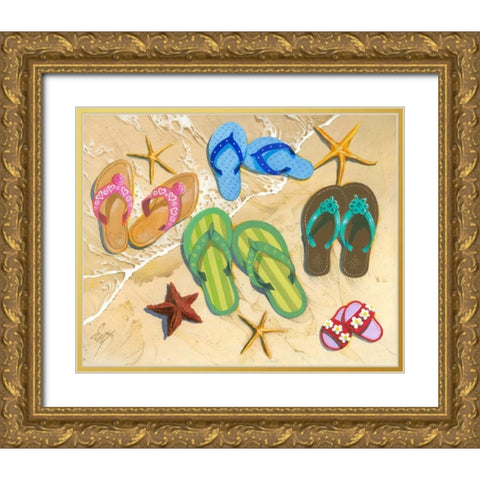Flip Flop Family Gold Ornate Wood Framed Art Print with Double Matting by Westmoreland, Scott