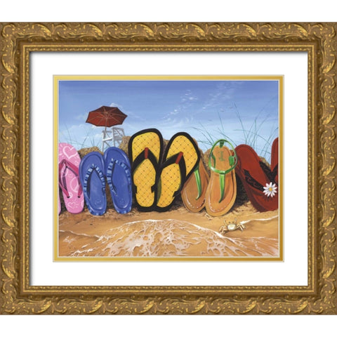 Flip Flop Fence Gold Ornate Wood Framed Art Print with Double Matting by Westmoreland, Scott