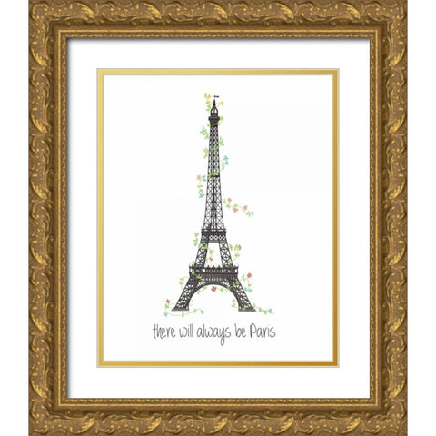 There Will Always Be Paris Gold Ornate Wood Framed Art Print with Double Matting by Weiss, Jan