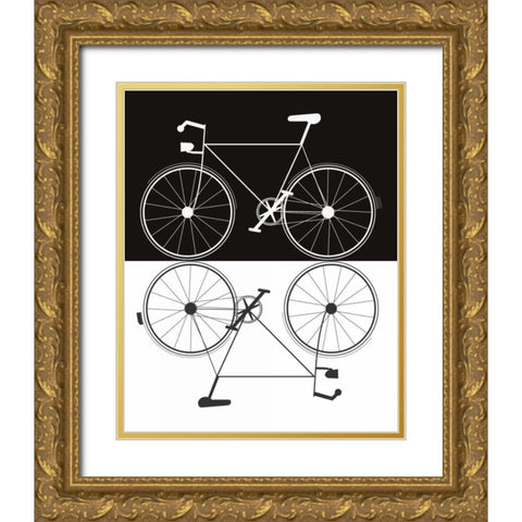 Two Bikes Gold Ornate Wood Framed Art Print with Double Matting by Weiss, Jan