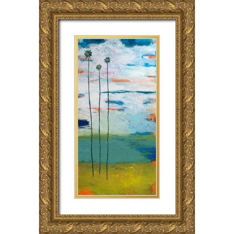 Desert Palms Gold Ornate Wood Framed Art Print with Double Matting by Weiss, Jan