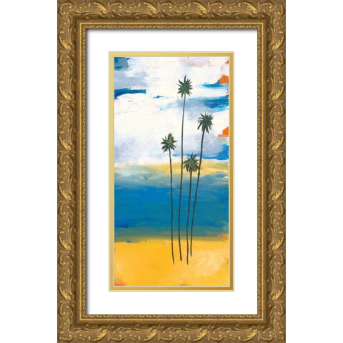 Four Palms Gold Ornate Wood Framed Art Print with Double Matting by Weiss, Jan