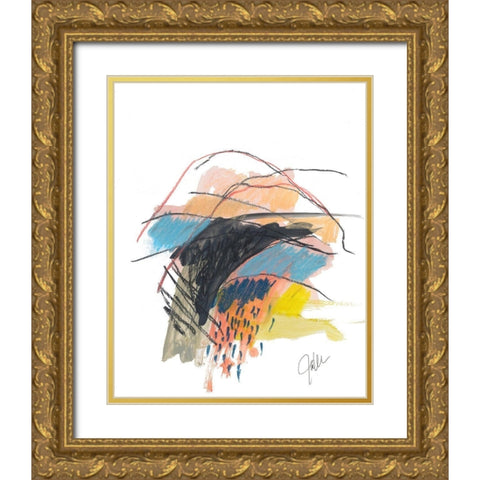 Abstract Landscape No. 29 Gold Ornate Wood Framed Art Print with Double Matting by Weiss, Jan