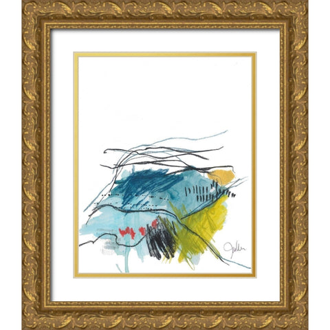 Abstract Landscape No. 35 Gold Ornate Wood Framed Art Print with Double Matting by Weiss, Jan