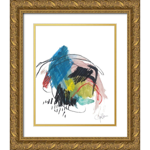 Abstract Landscape No. 36 Gold Ornate Wood Framed Art Print with Double Matting by Weiss, Jan