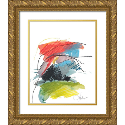 Abstract Landscape No. 40 Gold Ornate Wood Framed Art Print with Double Matting by Weiss, Jan