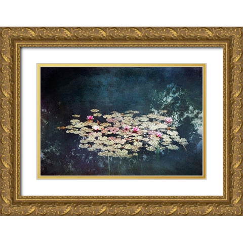 Waterlilies Gold Ornate Wood Framed Art Print with Double Matting by Wuestenhagen, Dirk