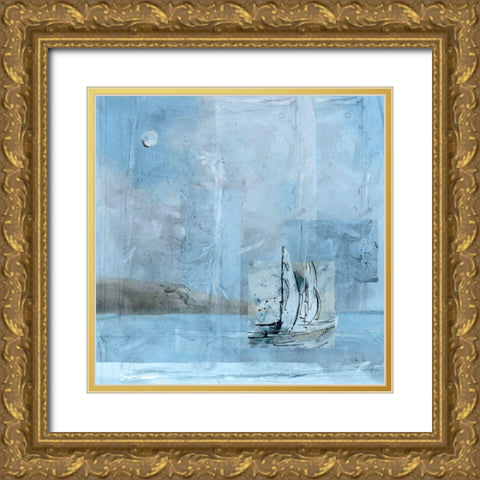 Sailboats Gold Ornate Wood Framed Art Print with Double Matting by Wiley, Marta