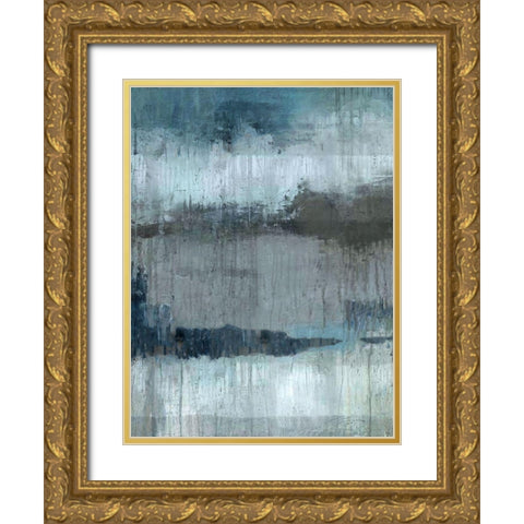 Study in Blue Gold Ornate Wood Framed Art Print with Double Matting by Wiley, Marta