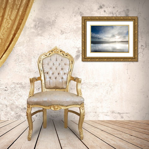Long Beach Gold Ornate Wood Framed Art Print with Double Matting by White, Lynda