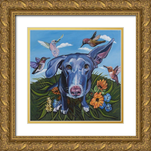 Babs Birds Gold Ornate Wood Framed Art Print with Double Matting by Wronski, Kathryn