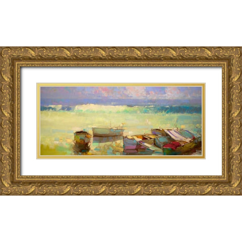 Rowboats Gold Ornate Wood Framed Art Print with Double Matting by Yeremyan, Vahe