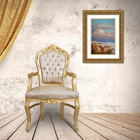 The Cliffs Gold Ornate Wood Framed Art Print with Double Matting by Yeremyan, Vahe