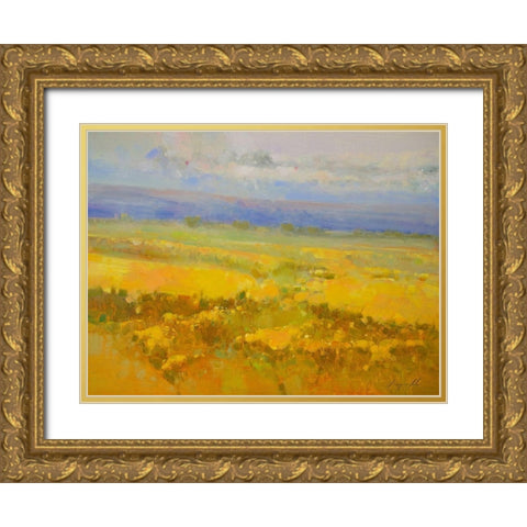 Field of Yellow Flowers Gold Ornate Wood Framed Art Print with Double Matting by Yeremyan, Vahe