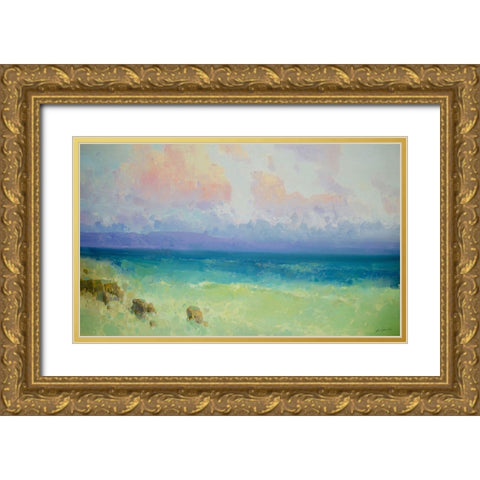 Ocean Side - Pacific Highway Gold Ornate Wood Framed Art Print with Double Matting by Yeremyan, Vahe