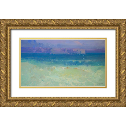 Waves - Pacific Highway Gold Ornate Wood Framed Art Print with Double Matting by Yeremyan, Vahe