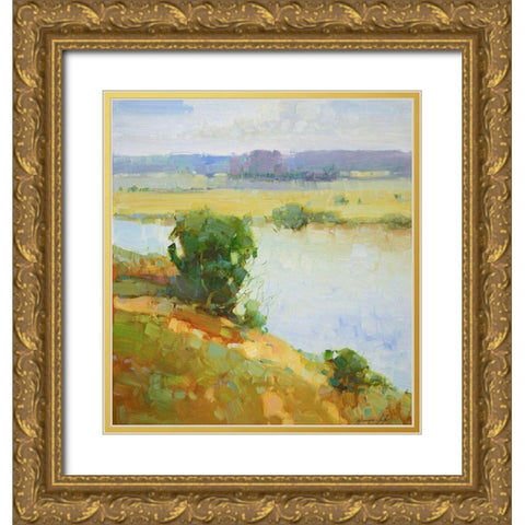 Riverside Gold Ornate Wood Framed Art Print with Double Matting by Yeremyan, Vahe