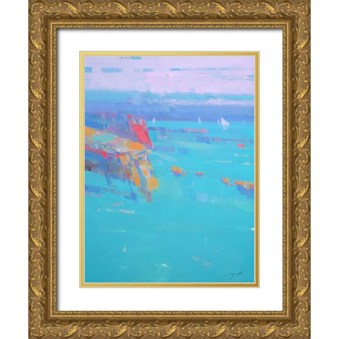 Turquoise Bay Gold Ornate Wood Framed Art Print with Double Matting by Yeremyan, Vahe