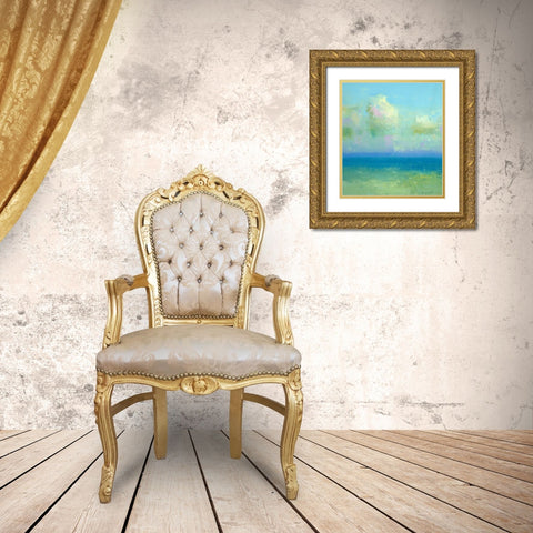 Turquoise Ocean Gold Ornate Wood Framed Art Print with Double Matting by Yeremyan, Vahe