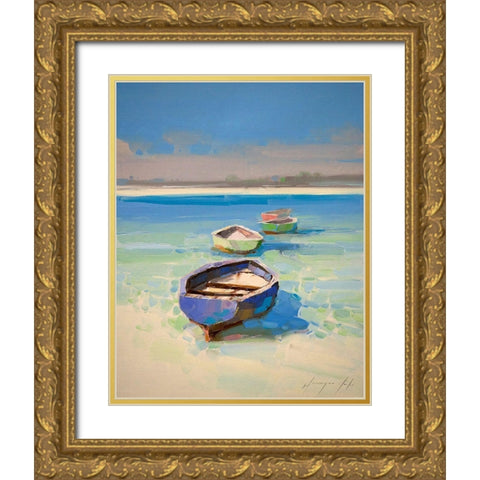 Caribbean Shore Gold Ornate Wood Framed Art Print with Double Matting by Yeremyan, Vahe