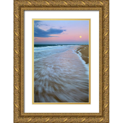 Cape Cod Moonset Gold Ornate Wood Framed Art Print with Double Matting by Zephyr, Patrick