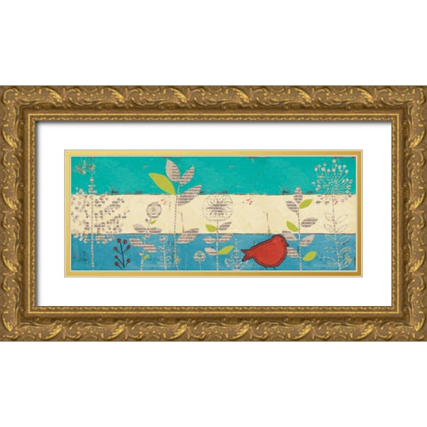 Le Jardin Press Panel I Gold Ornate Wood Framed Art Print with Double Matting by Pinto, Patricia