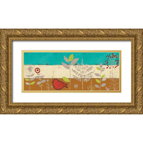 Le Jardin Press Panel III Gold Ornate Wood Framed Art Print with Double Matting by Pinto, Patricia