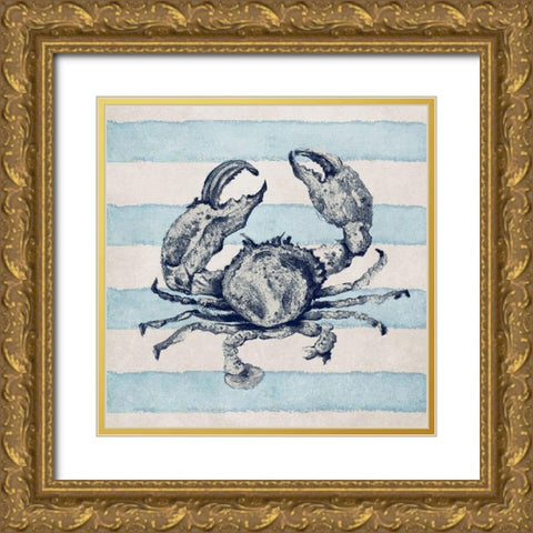 Surf Side Striped I Gold Ornate Wood Framed Art Print with Double Matting by Pinto, Patricia