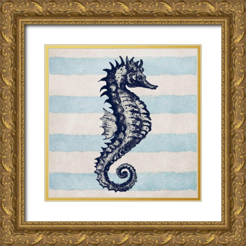 Surf Side Striped II Gold Ornate Wood Framed Art Print with Double Matting by Pinto, Patricia