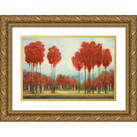Autumn Reds Gold Ornate Wood Framed Art Print with Double Matting by Marcon, Michael