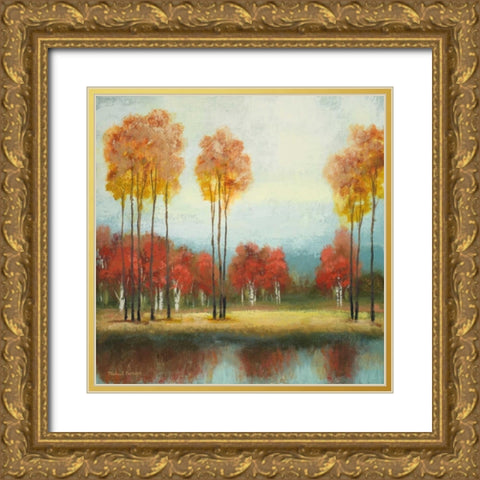 Autumn Reds I Gold Ornate Wood Framed Art Print with Double Matting by Marcon, Michael