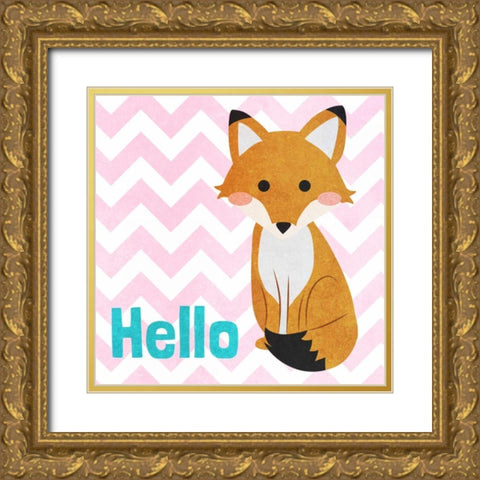 Woodland Greetings I Gold Ornate Wood Framed Art Print with Double Matting by SD Graphics Studio