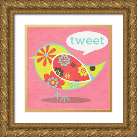 Bird Floral Pattern I Gold Ornate Wood Framed Art Print with Double Matting by SD Graphics Studio