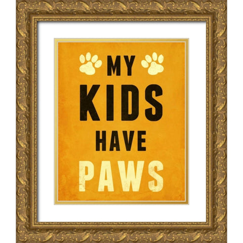 Paw Kids I Gold Ornate Wood Framed Art Print with Double Matting by SD Graphics Studio