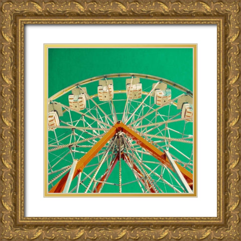 Green Ferris Wheel Gold Ornate Wood Framed Art Print with Double Matting by Peck, Gail