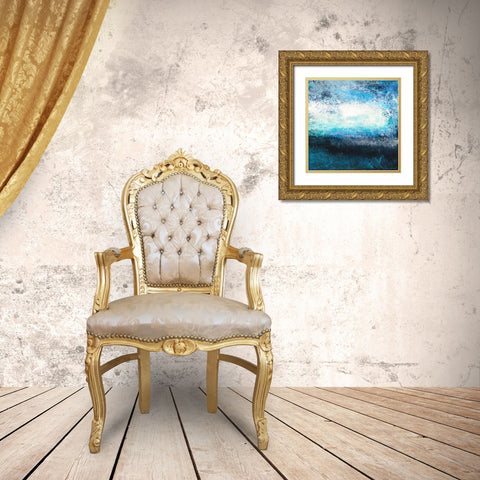 Future Place Blue Square Gold Ornate Wood Framed Art Print with Double Matting by Loreth, Lanie