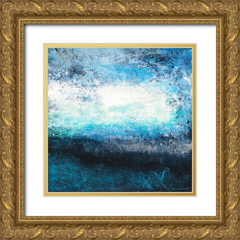 Future Place Blue Square Gold Ornate Wood Framed Art Print with Double Matting by Loreth, Lanie