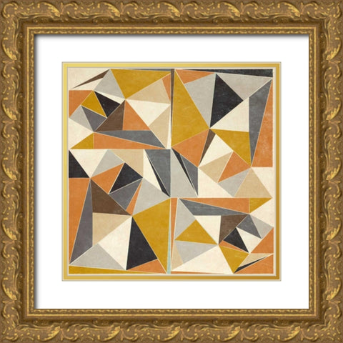 OMG Modern Triangles I Gold Ornate Wood Framed Art Print with Double Matting by SD Graphics Studio