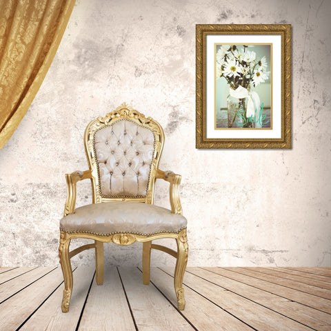 Smile Flowers Gold Ornate Wood Framed Art Print with Double Matting by Peck, Gail