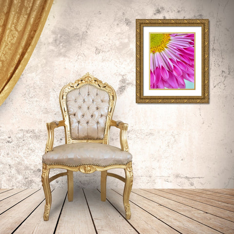 Fuschia Bloom Gold Ornate Wood Framed Art Print with Double Matting by Peck, Gail