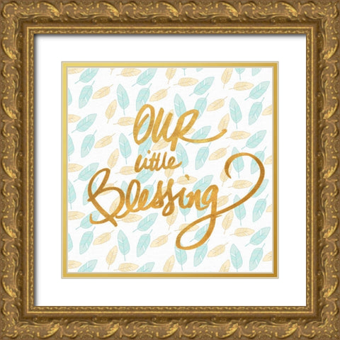 Our Little Blessing Gold Ornate Wood Framed Art Print with Double Matting by SD Graphics Studio