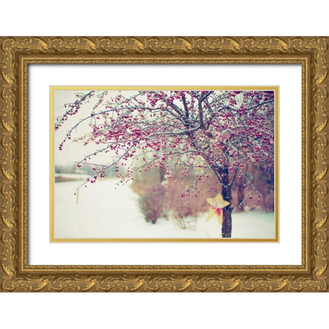 Winter Berries I Gold Ornate Wood Framed Art Print with Double Matting by Poynter, Kelly